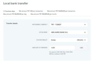 Advanced Cash Local bank transfer Turkey